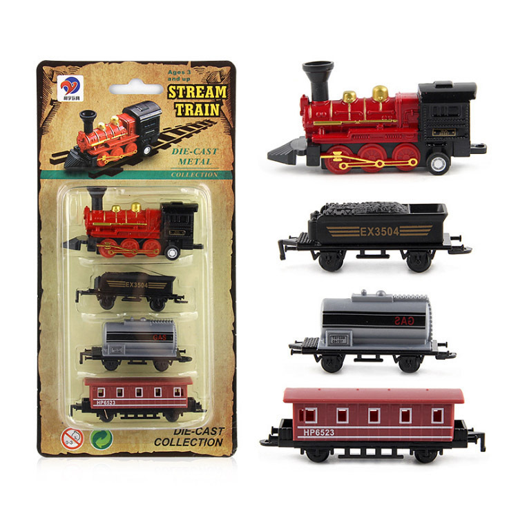 Toy life hall】Retro Steam Toy Children Alloy Pull Car Model Toy