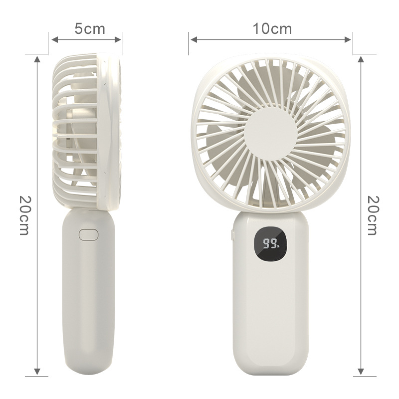 Handheld Mini Fan USB Rechargeable Silent Night Light Rechargeable Treasure Digital Display. 