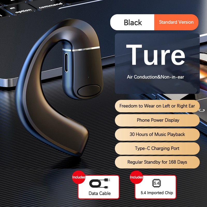 V7 V5.4 Bluetooth earphone Digital open type non in ear hanging ear type single ear,180 ° rotation for both left and right ears. 