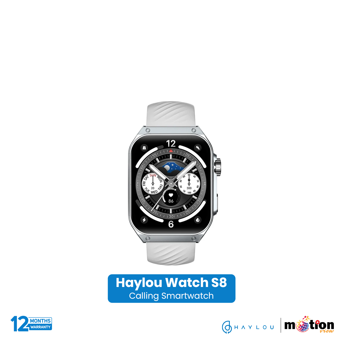 HAYLOU S8 1.96inch AMOLED Curved Screen With AI Voice Assistant Smart Watch. 