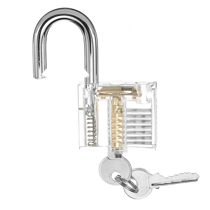 (Training Lock) Lock Picking Set Unlocking Tool Set Locksmith Practice Lock Pick Key Extractor Padlock Lockpick Tool Kits With Carrying Bag For Beginner Professional Kids - Without Lock. 