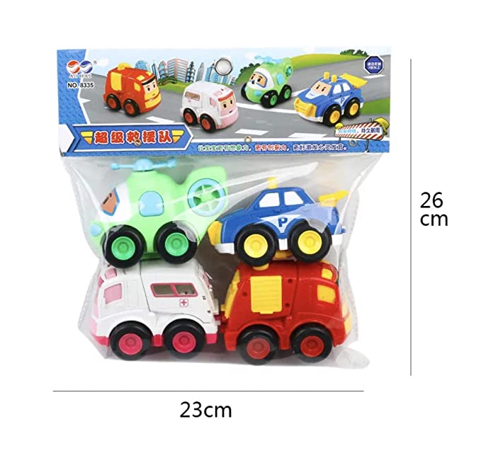 Friction Powered Cartoon Car Toy Set - 4 Pieces