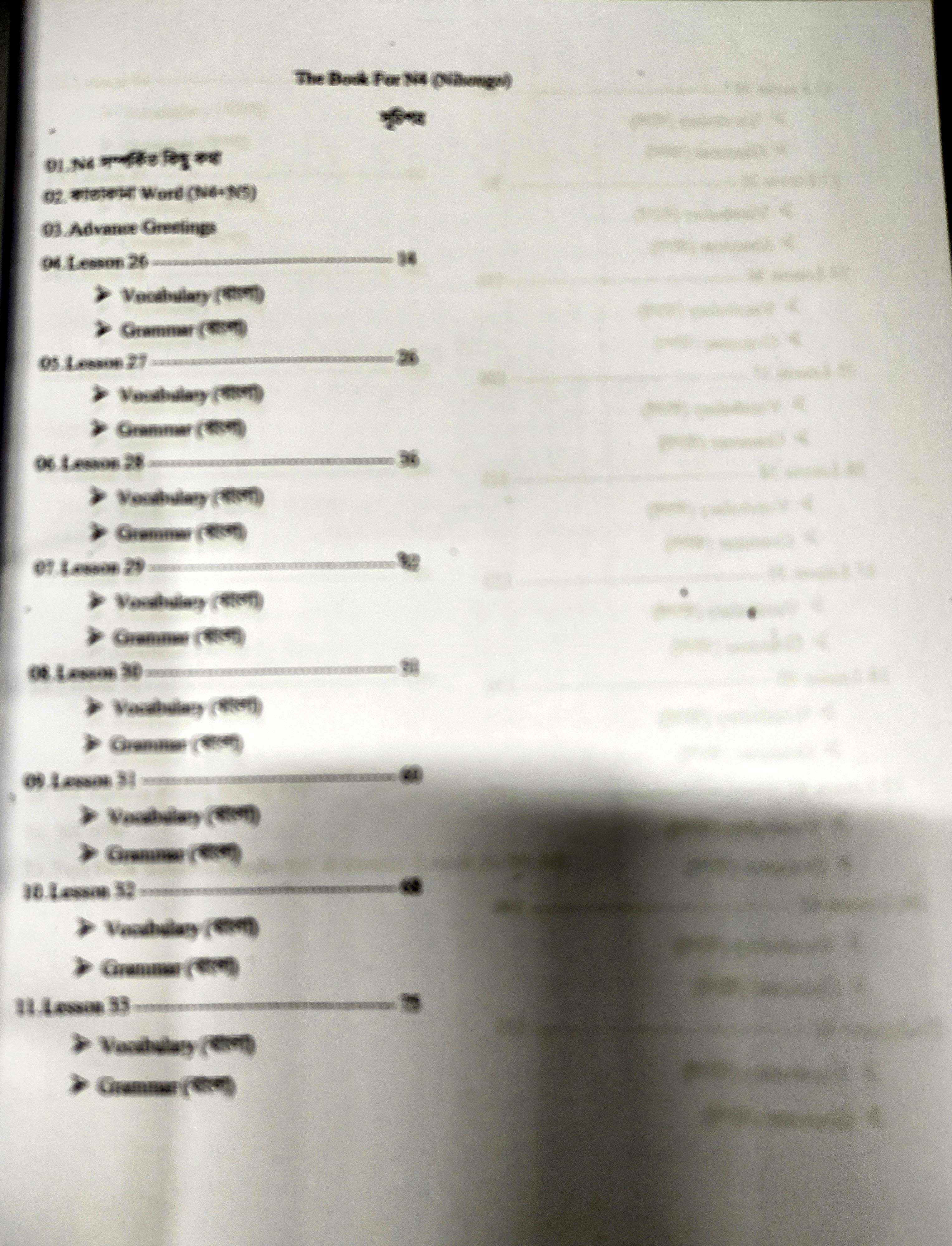 Minna No Nihongo N4 - Bangla Grammar and Bangla Vocabulary. 