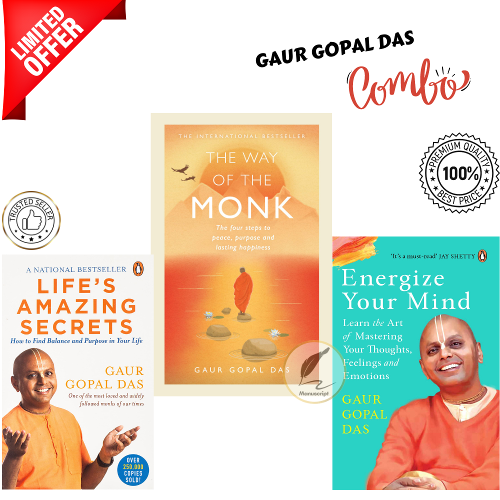 3 Books Set by Gaur Gopal Das (Energize Your Mind + Lifes amazing secret + The Way of the Monk) - Premium Quality - Paperback. 