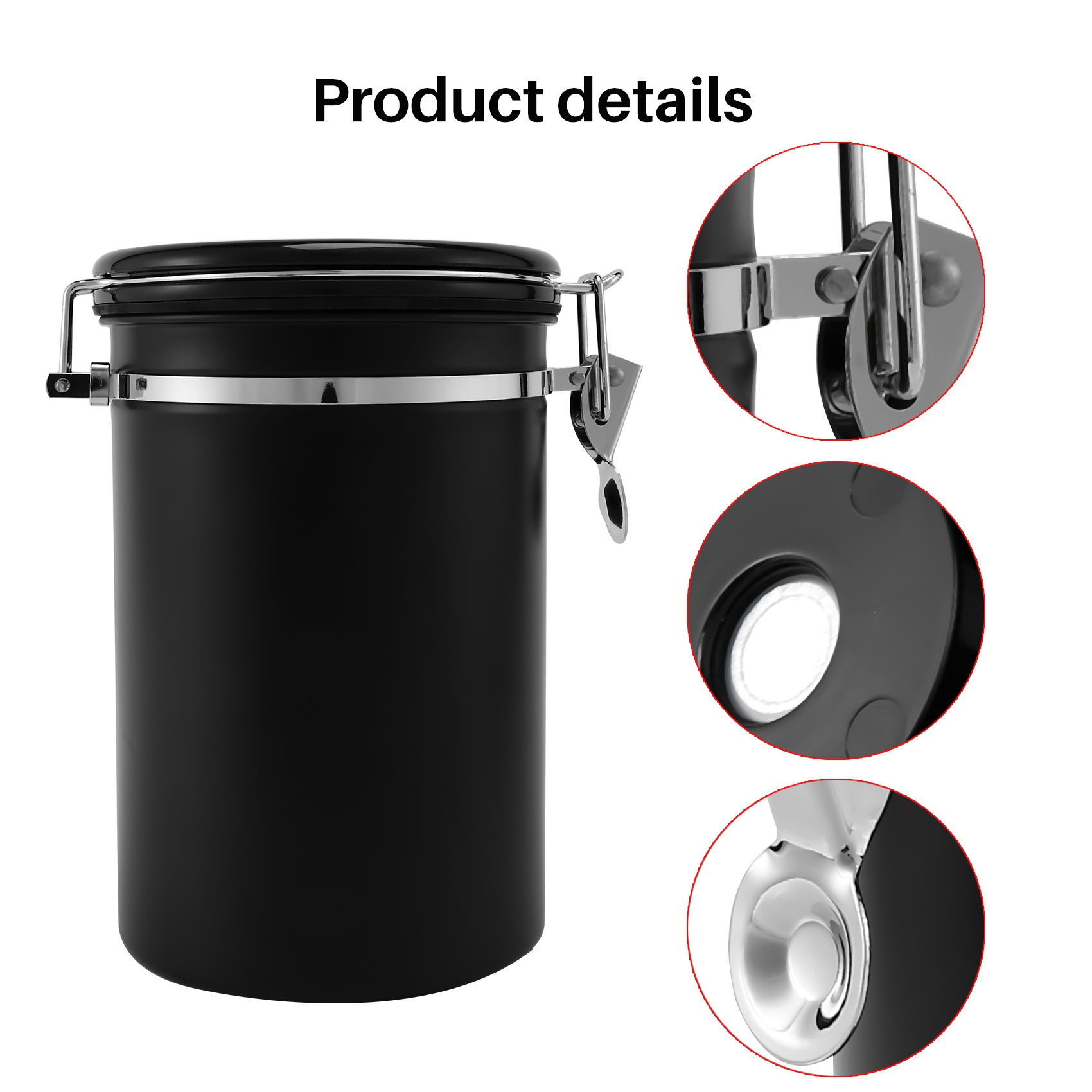 Stainless Steel Airtight Coffee Bean Storage Container with Scoop. 