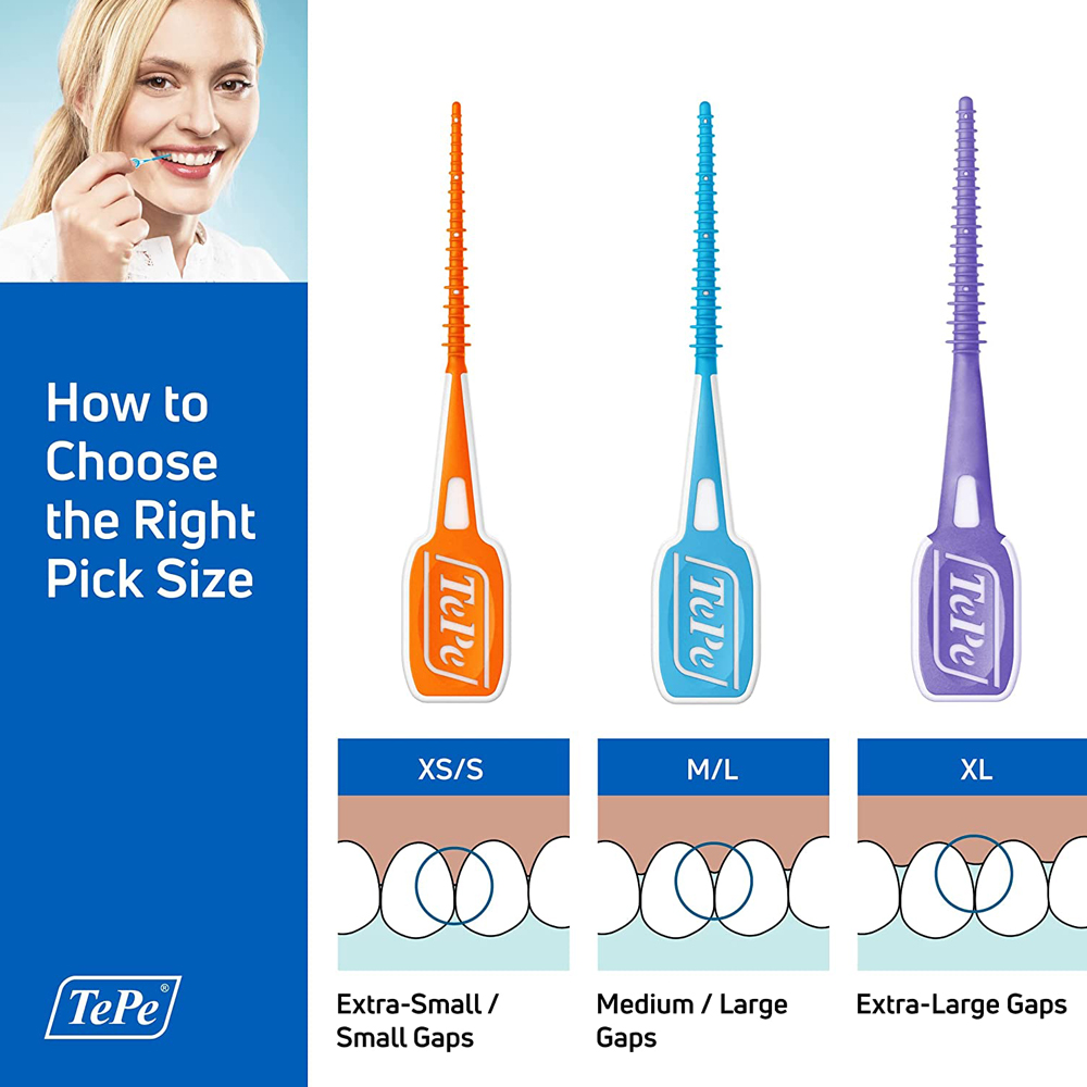 Tepe Easypick Toothpicks Orange 36 Pack XS/S Size Dental Soft Floss Picks Silicone Gum Stick Teeth Interdental Cleaning Tools. 
