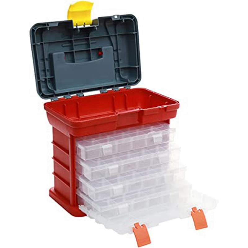 Multifunctional Storage Box Multipurpose Toolbox with 4 Layers and 72 Compartments Can Place Screws, Nuts and Wrenches Capacity Stool Carrying Handle. 
