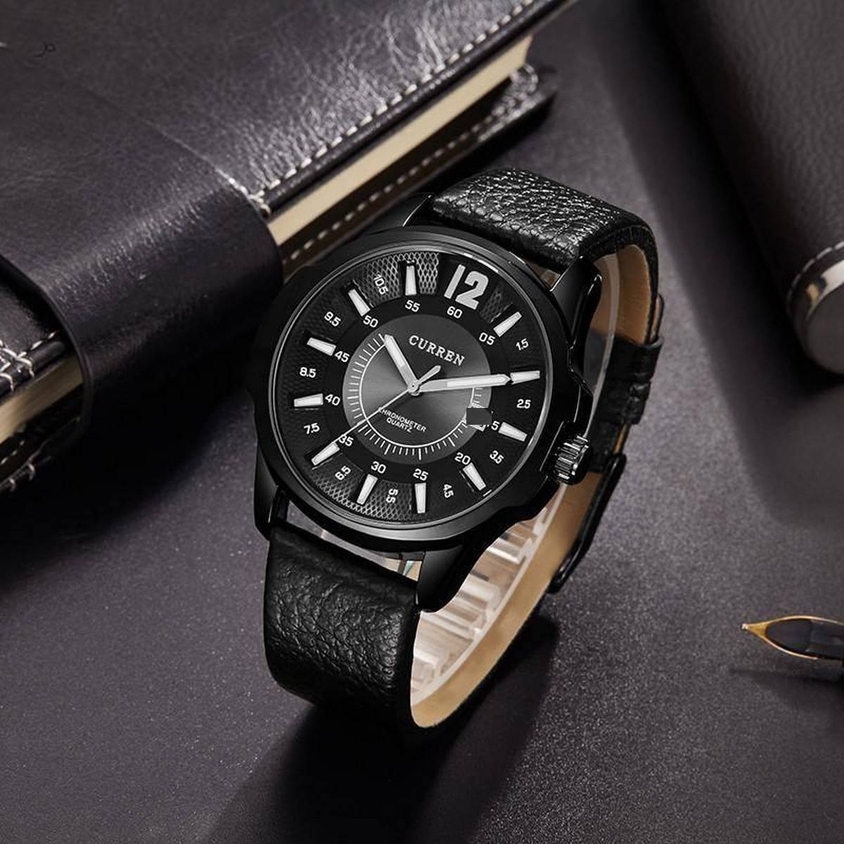 Business Man Quartz fashionable Leather Casual Wrist Watch CRN12