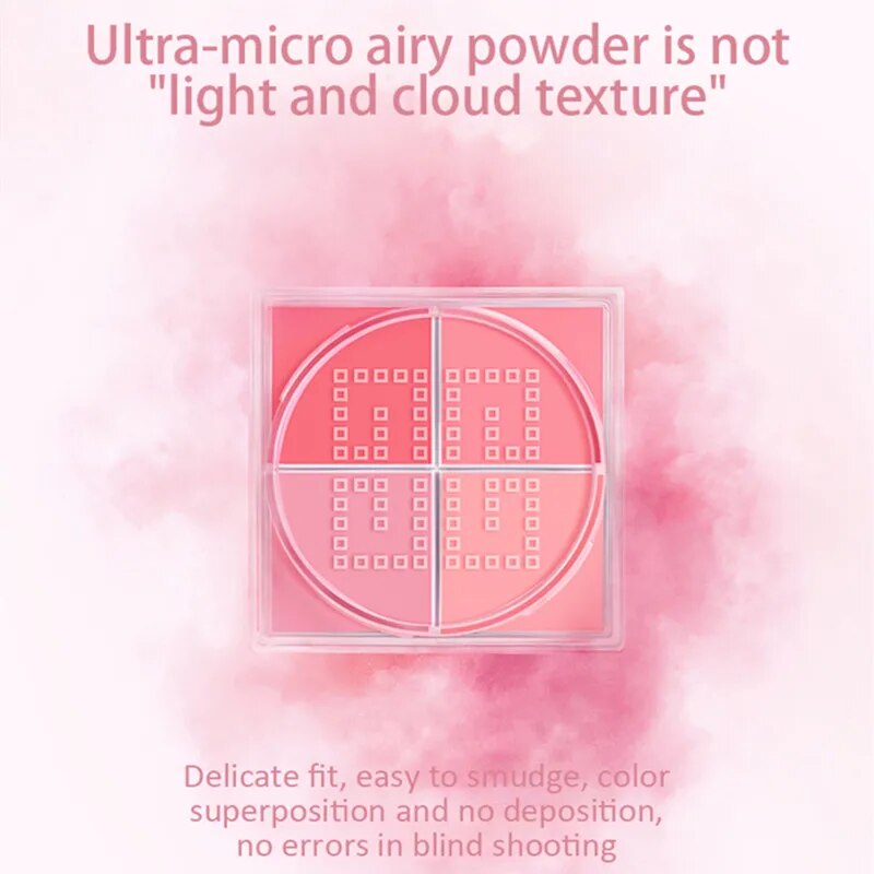 4 Square Grid Face Blusher Vibrant Orange Makeup Blush Palette Cheek Contour Blush Powder Matte Blusher Korean Makeup Tint Blush. 