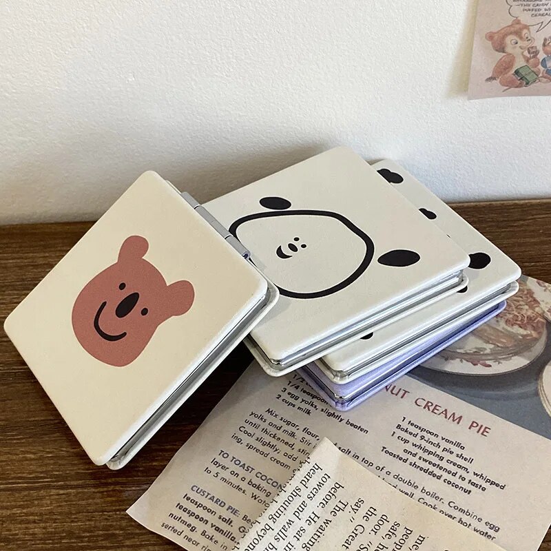 Shiny Quicksand Makeup Mirror Portable Magnifying Hand Square Makeup Standing Vanity Foldable Pocket Mirror Cute Compact Girls. 