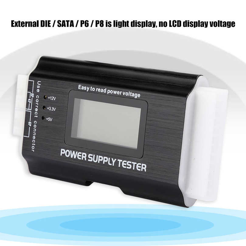 SATA Power Supply Tester Computer LCD Display Aluminum Alloy Support 20/24Pin ATX. 
