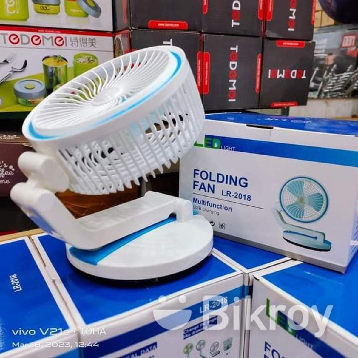Rechargeable Multifunctional Folding Table Fan with Led Light and USB port LR 2018. 