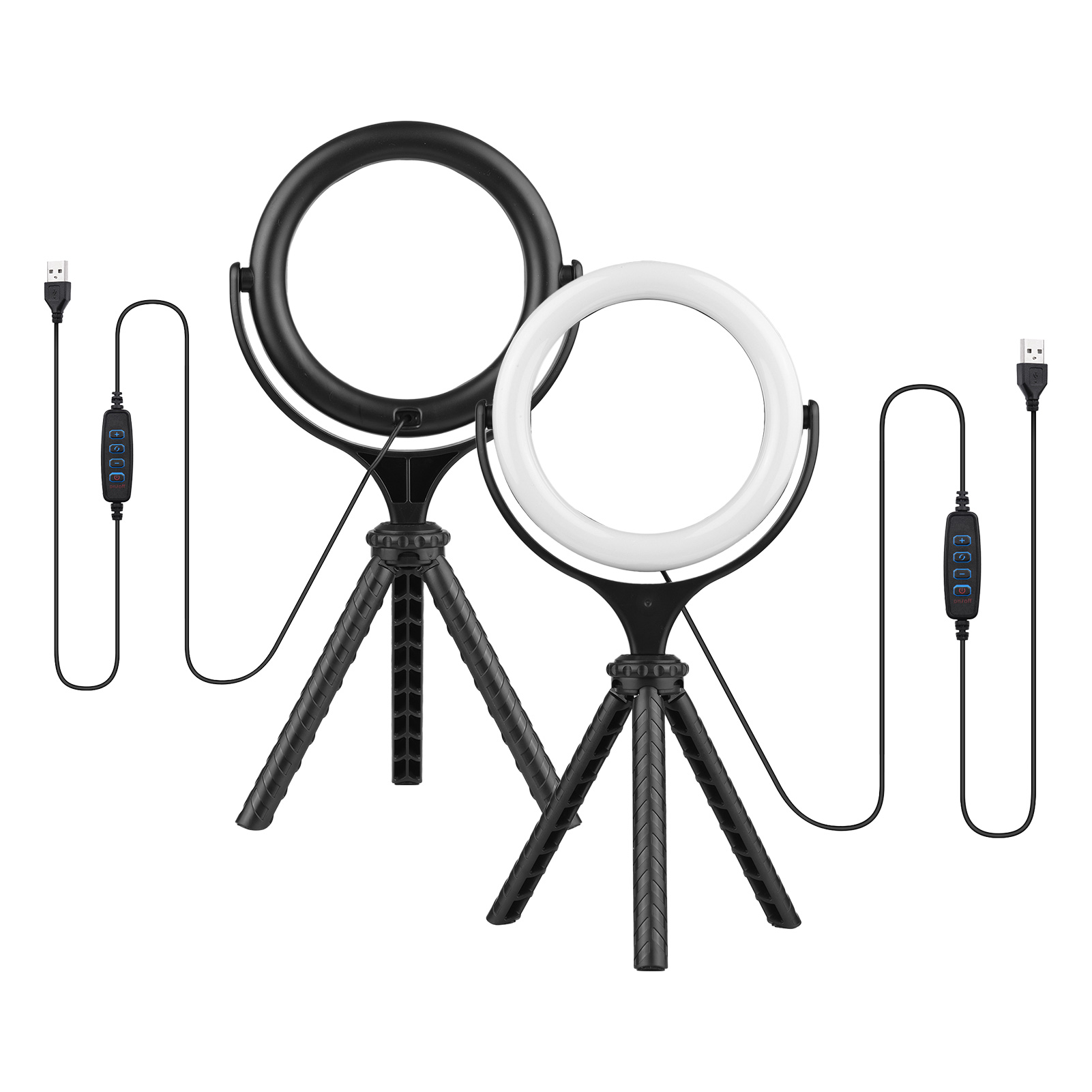 6-inch Video Streaming LED Ring Light Bi-color 3000K-6500K 10-level Brightness Dimmable USB Powered with Table Tripod for Video Live Makeup Online Teaching. 