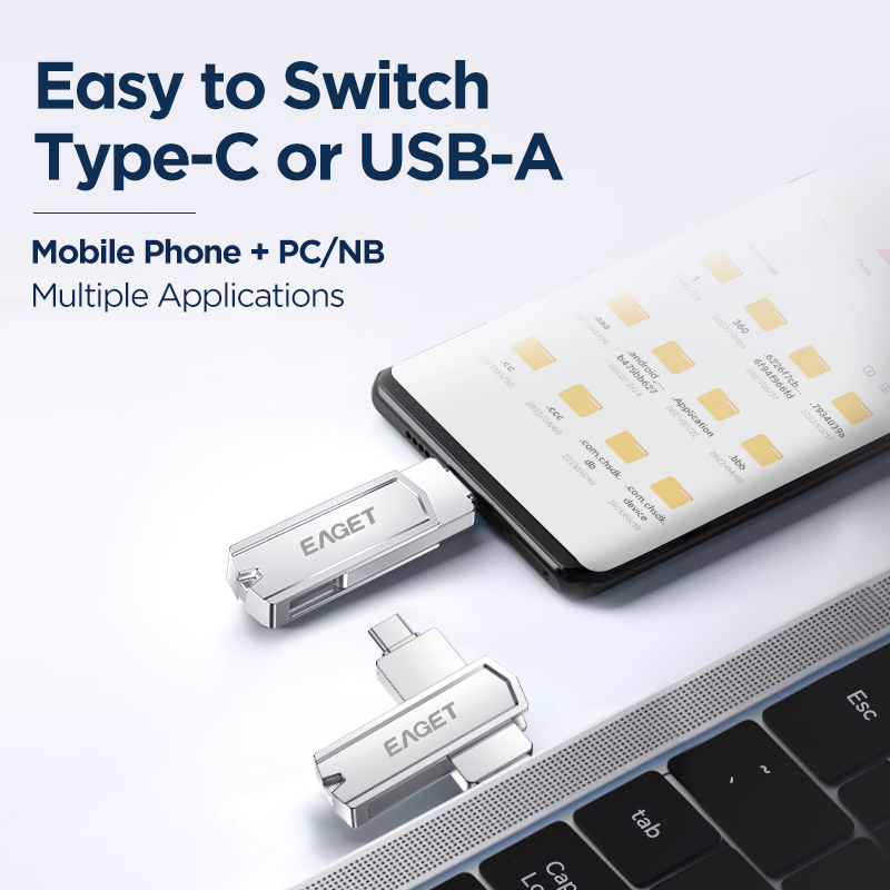 Eaget USB 3.2 Flash Drive 1TB 512G 256G 128GB 64GB BUSB C Type C Usb 3.2 Flash Drive for iPhone 15 Huawei and Andriods. 