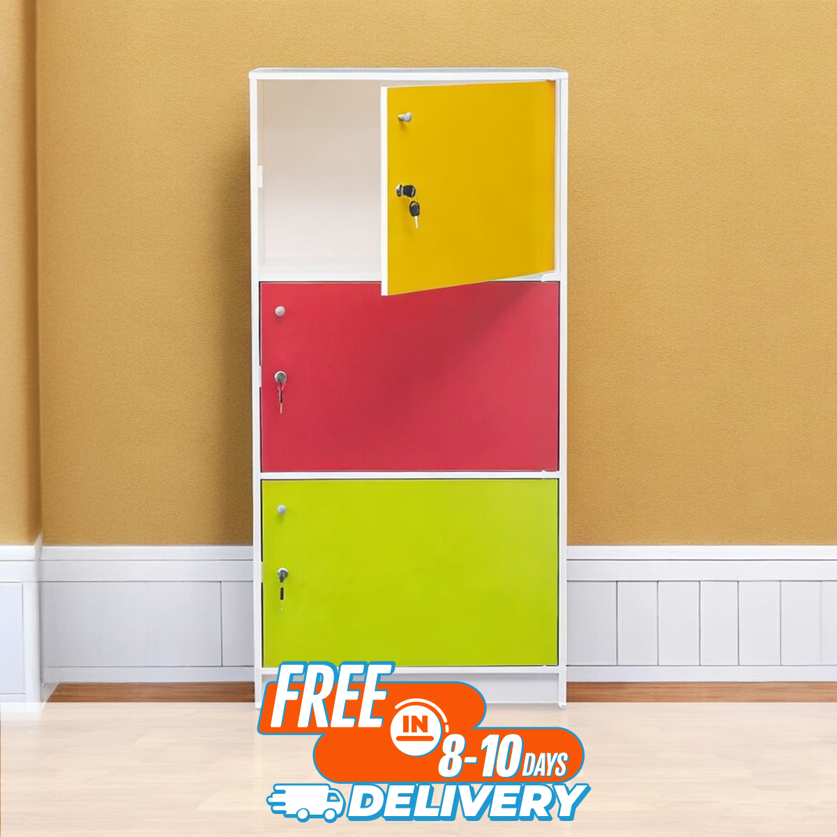 WT-EASYCARE Engineered wood Cabinet with 3 Doors | Multicolor Storage Cabinet | Storage Shelf | Cabinet with 3 Doors - 48/20