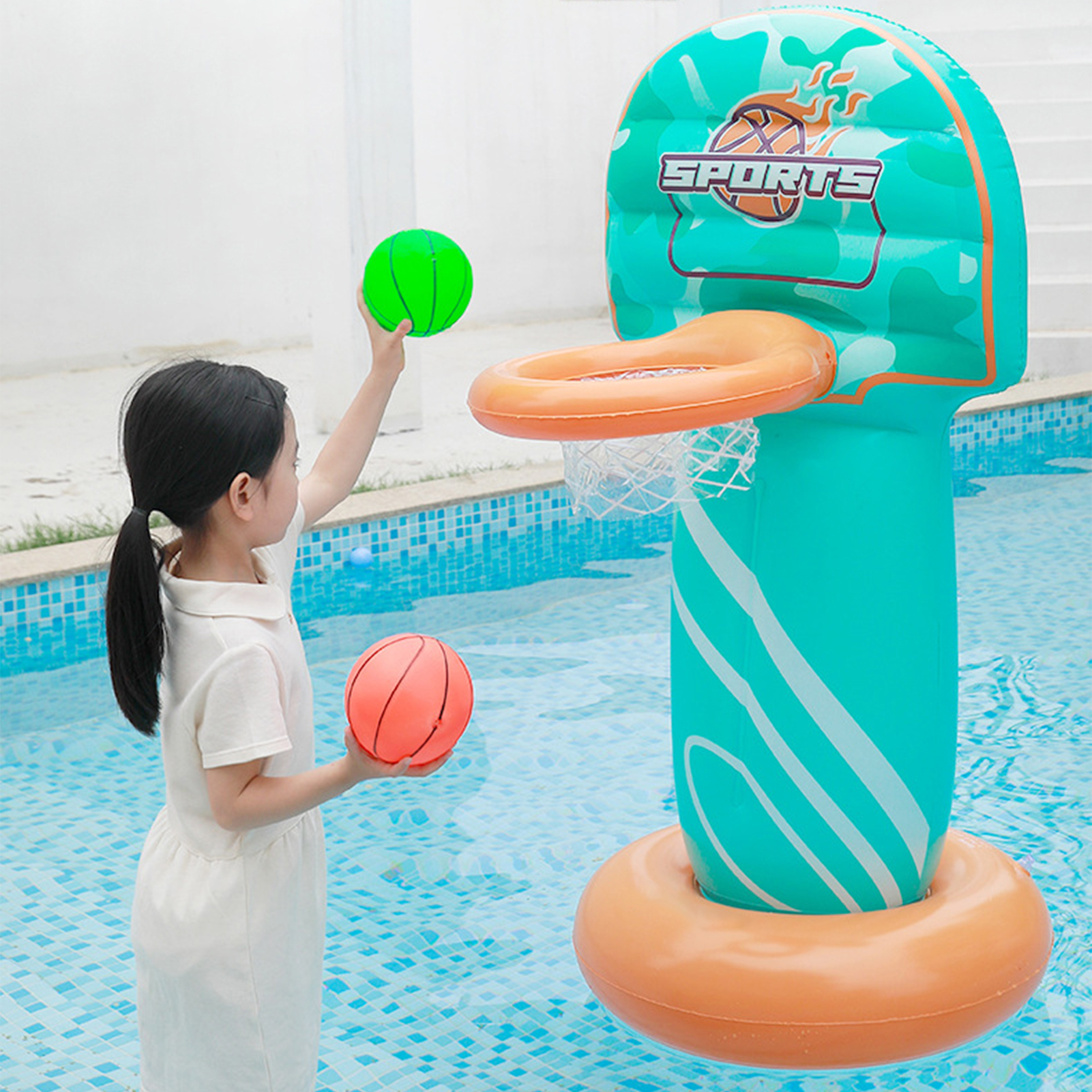 Floating Inflatable Basket Environmental Floating Pool Basketball Frame. 