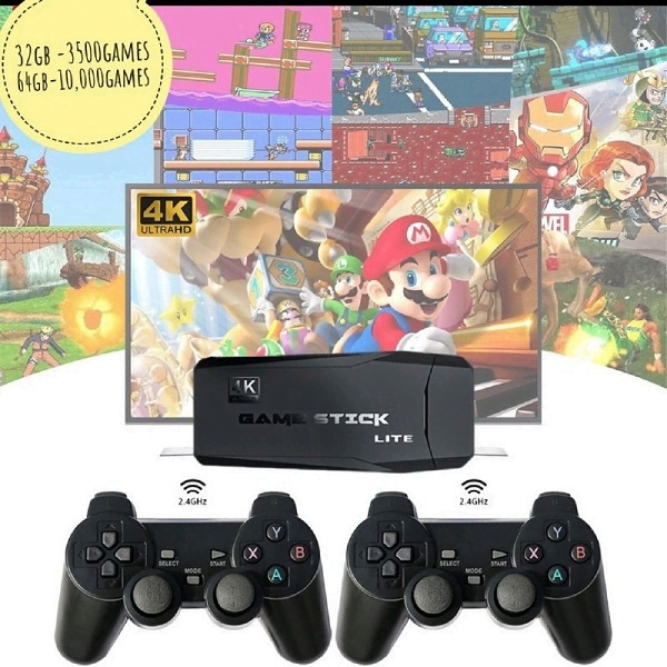 M8 Gamestick 2.4G 4K 20000+ Video Game Stick with 2 Wireless Gamepad. 