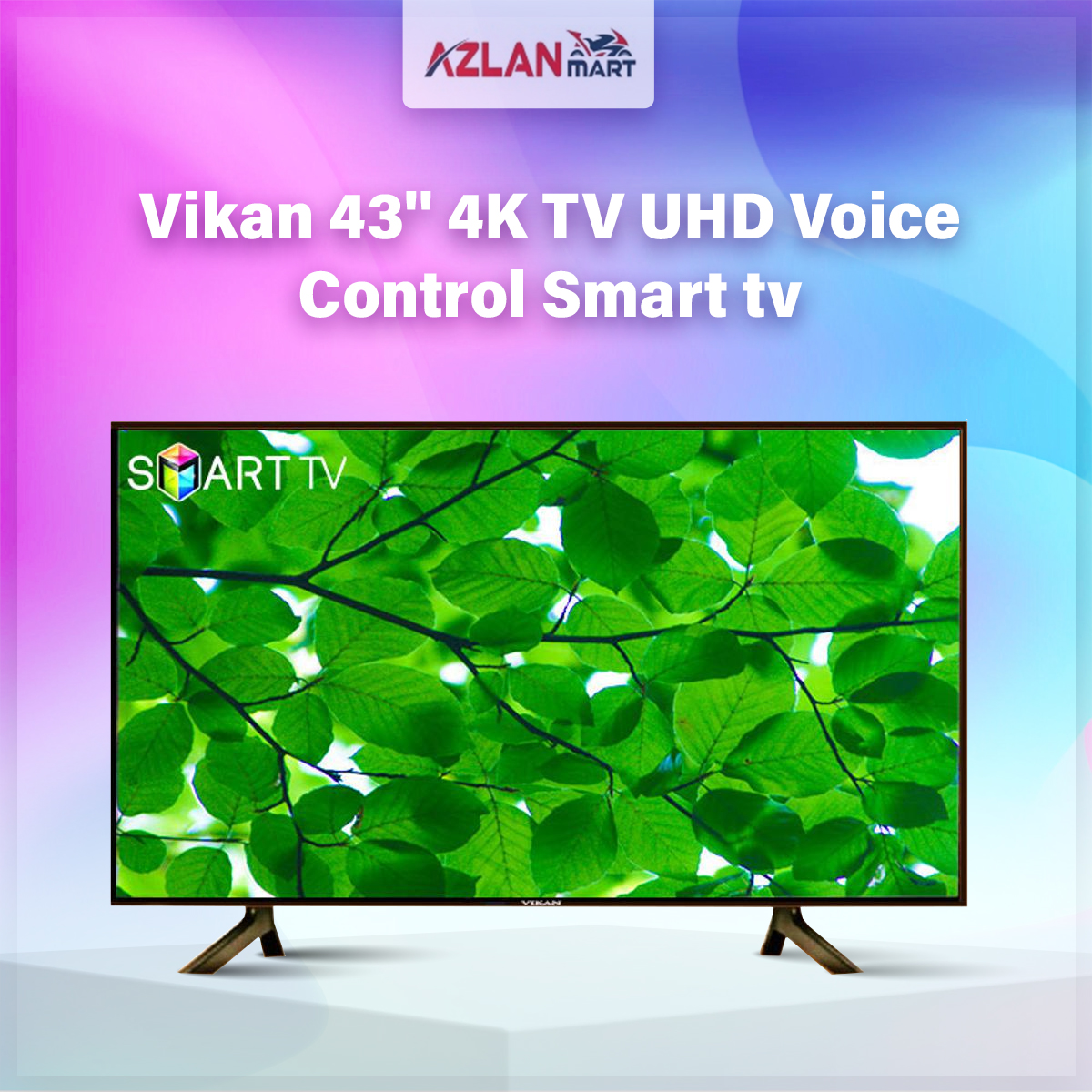 Vikan 43'' 4K TV UHD  Voice Control Ram 2 gb Rom 16 gb Tv Android Smart Television Wi-Fi 4K Led Tv Ram 2 gb Rom 16 gb