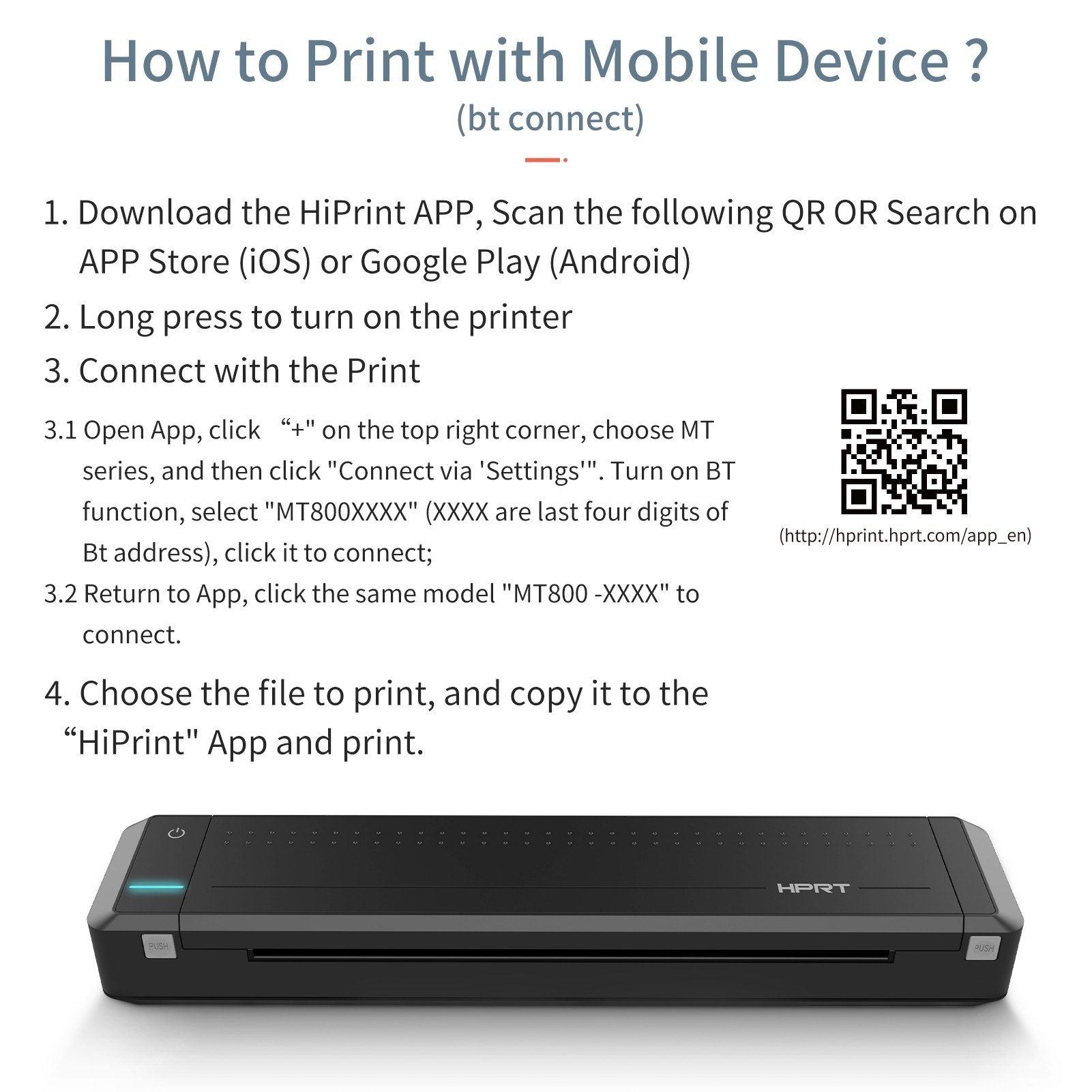 HPRT MT800 A4 Portable Thermal Transfer Printer. 