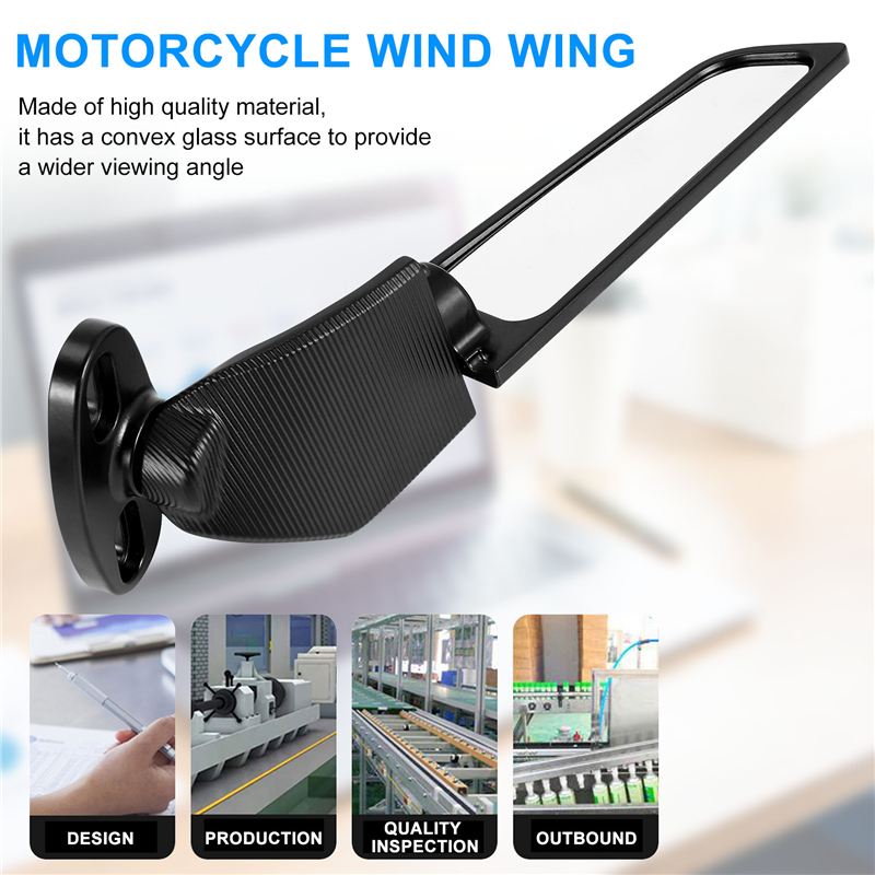 Universal Motorcycle Rearview Mirrors Wind Wing Adjustable Rotating Side Mirror for. 