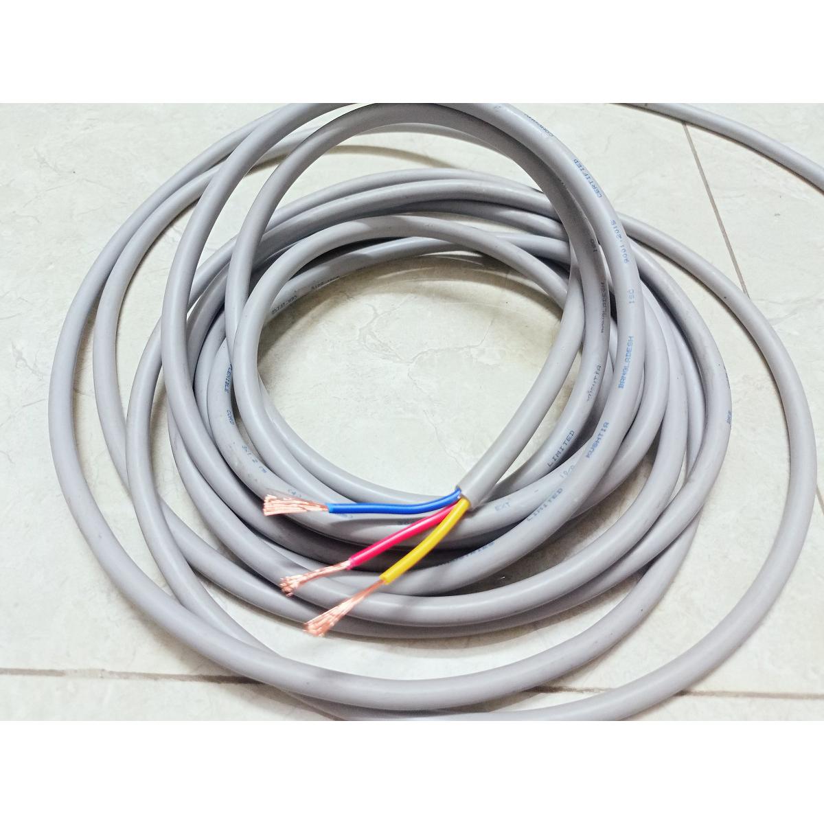 BRB Three Core Cable 40/76-1.2 RM*3-12 Feet Flexible PVC Insulated Copper Wire For AC/DC Electric & Solar Line - Multi Plug - Multi Plug
