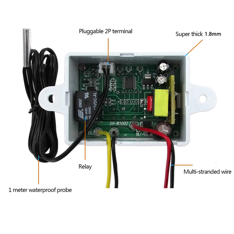 XH-W3002 220V Digital LED Temperature Controller 10A Thermostat Control Switch Probe with Waterproof Sensor W3002. 