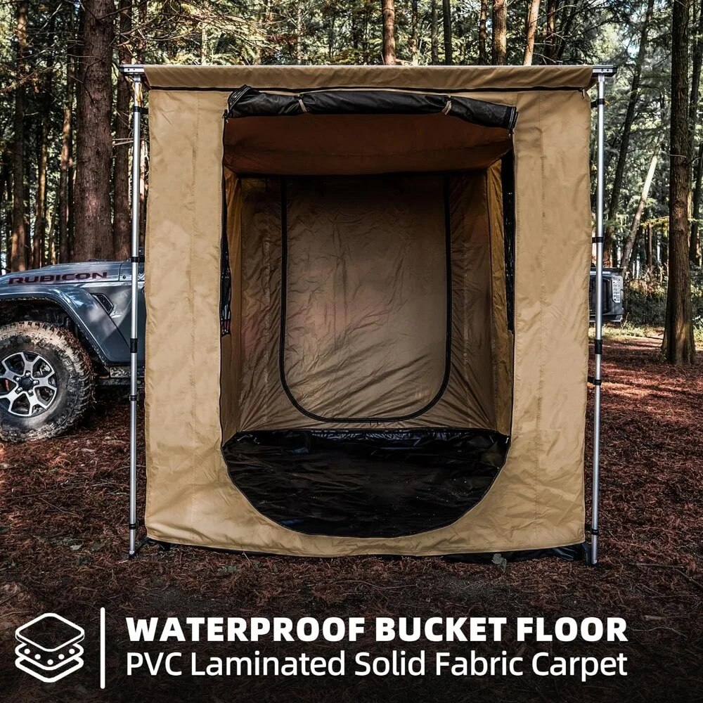 Camping Tent Vehicle Awning Room 8.2' X 8.2' Rip-Stop 420D Oxford Side Awning Changing Room With PVC Floor Carport Pergola Shade. 