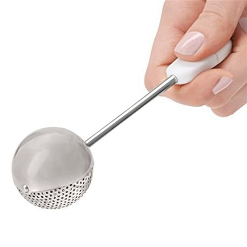 White Dusting Wand for Sugar, Flour and Spices, Stainless Steel,Filter Ball,Tea Leakage Net. 