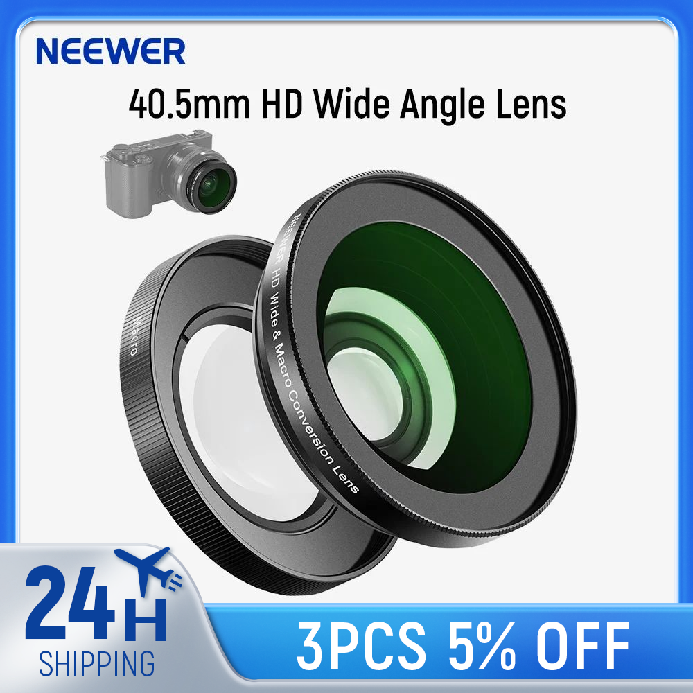 NEEWER 40.5mm HD Wide Angle Lens For Sony ZV-1F ZV-E10 A5000 A6000,2 in 1 18mm Wide Angle 10x Macro Additional Lens Adapter
