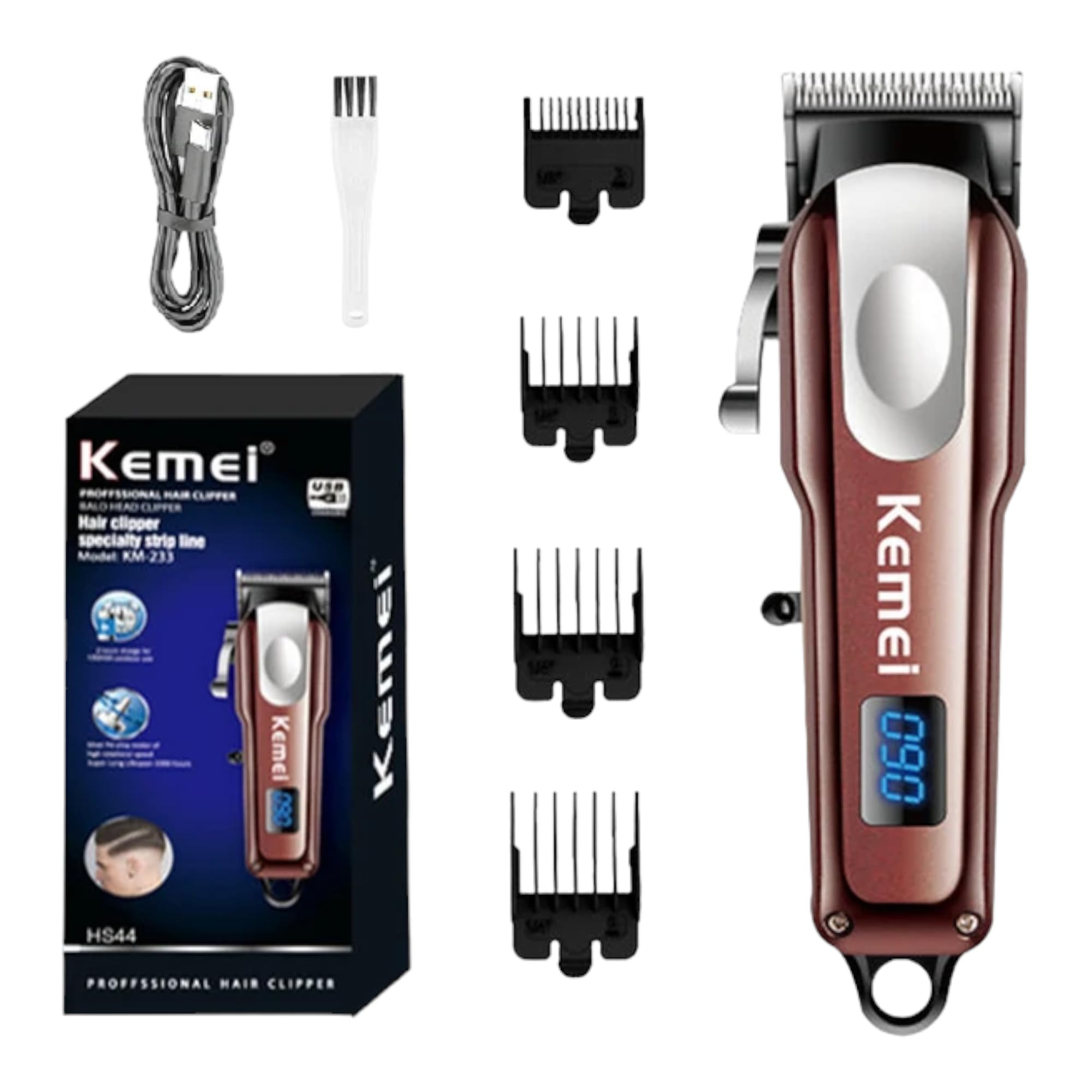Kemei KM-233: Rechargeable Hair & Beard Trimmer. 