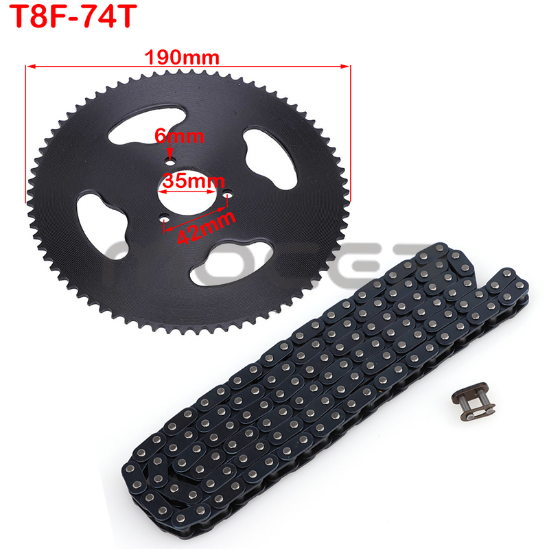 47cc 49cc T8F Chain 136 Links and 38T 44T 54T 58T 64T 74T Teeth Sprocket Kits For Mini Moto Atv Quad 2 Stroke Engine Parts. 