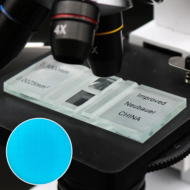 1 Pc Blood Cell Count Plate Glass Microscope Slide with Grid Counting Chambers