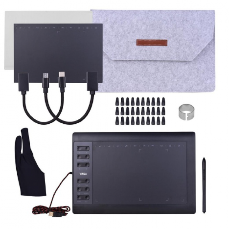 Lamgool VINSA 1060 PLUS 10*6 Inch Portable Digital Tablet Connect Mobile Phone Digital Pressure Drawing Tablet Interactive Graphic Tablet for Drawing. 
