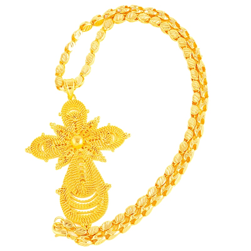 【VisioN Shop】Ethiopian Gold Color Big Pendant Necklaces Women/Men Eritrea Items P96. 