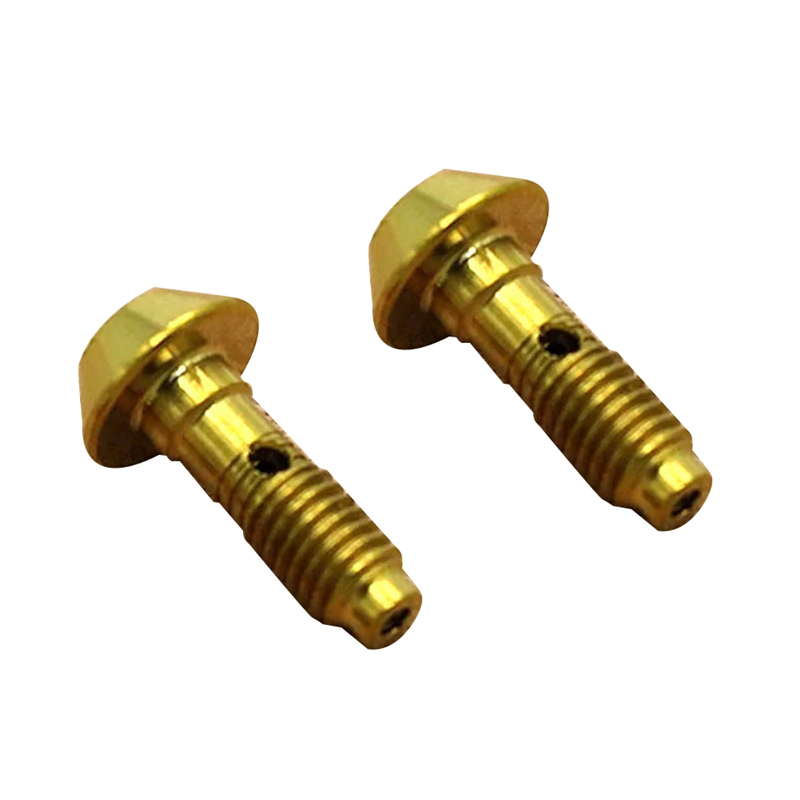 2Pcs Titanium Alloy Bicycle Five-Wire Body Screw Oil Brake Replacement Accessories for -Gold