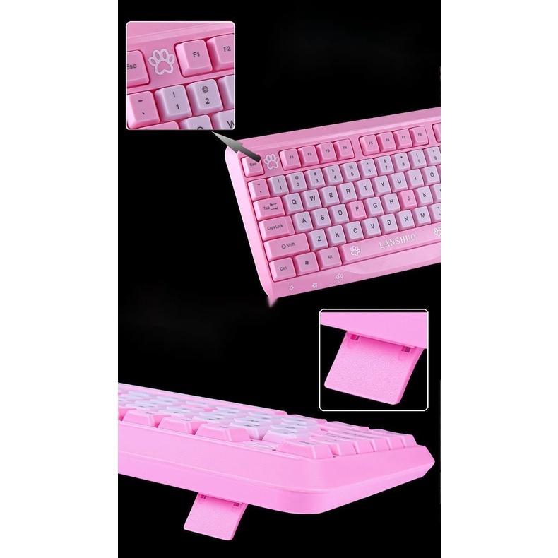 Hello Kitty Cartoon Waterproof Keyboard and Mouse Set Combo Mute Pink Keyboard 104 Keys Computer Gaming Keyboard for PC Laptop Notebook. 