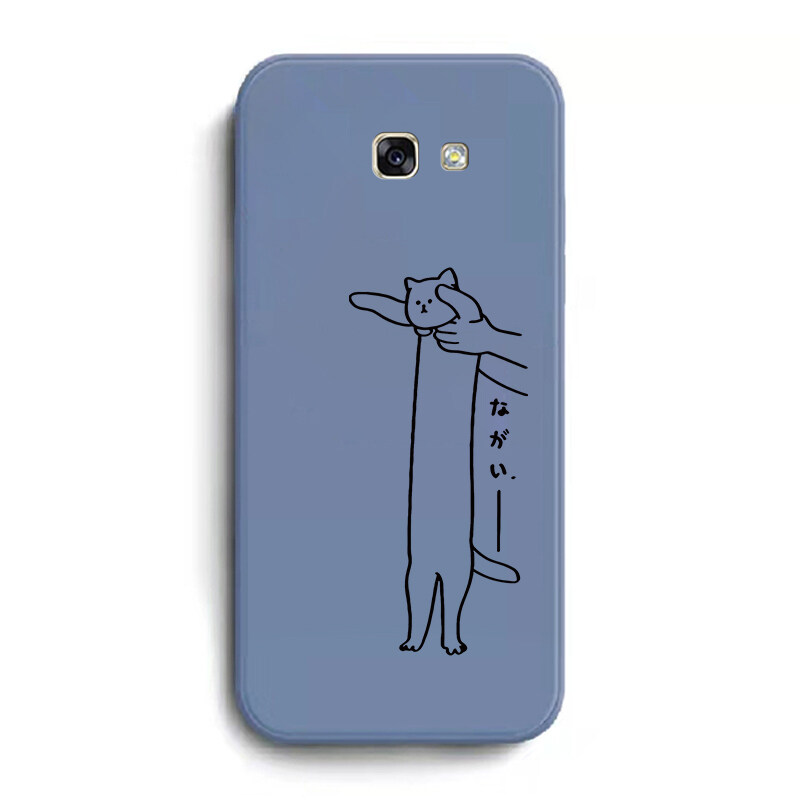 For Samsung Galaxy A5 2017 Back Cover case cartoon cat square original liquid soft silicone camera cover shockproof soft silicone full edge phone case