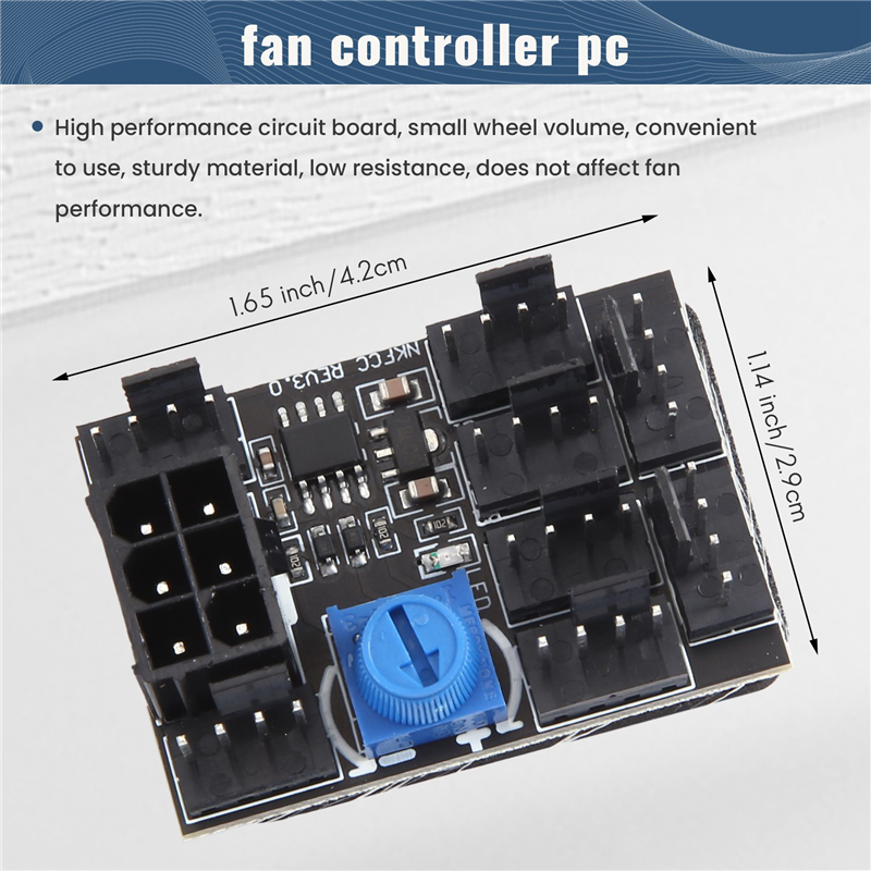 3-Pin 4-Pin Fan Adapter PC Case Cooling Fan Hub with 6-Pin Power Port. 