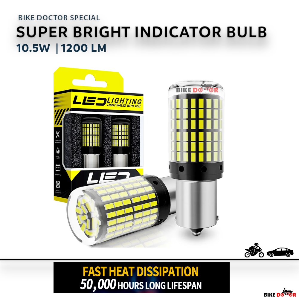 Super Bright LED Indicator Bulb for Car and Motorcycle 1 Pair 10.5W 1200LM 144 SMD. 