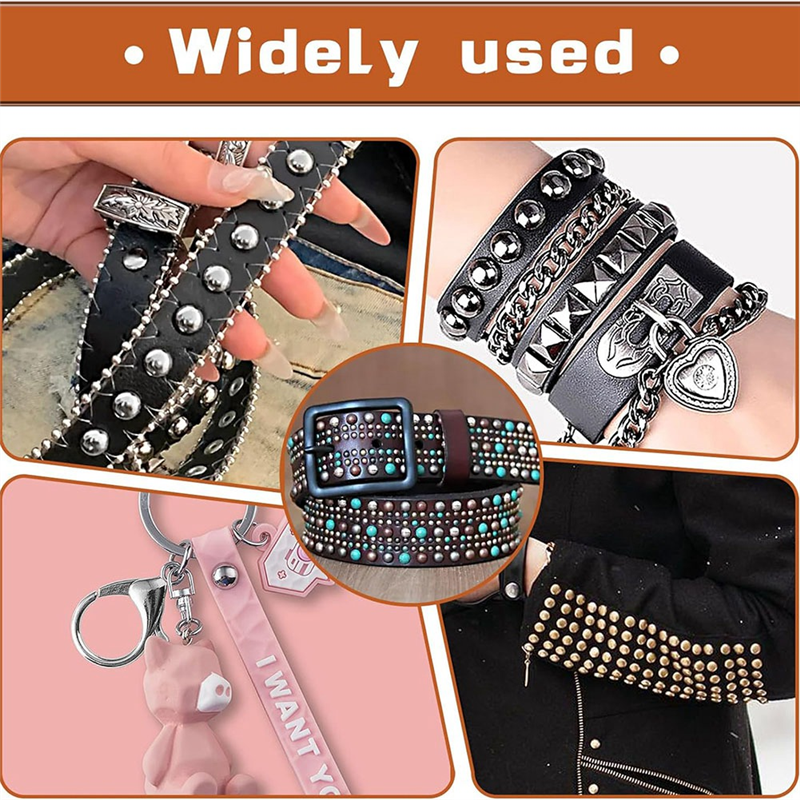 180 Sets Leather Rivets, 8mm Double Round Cap Leather Rivets,3 Colors Caps Leather Rivets, Metal Studs with Fixing Tools Durable Easy Install
