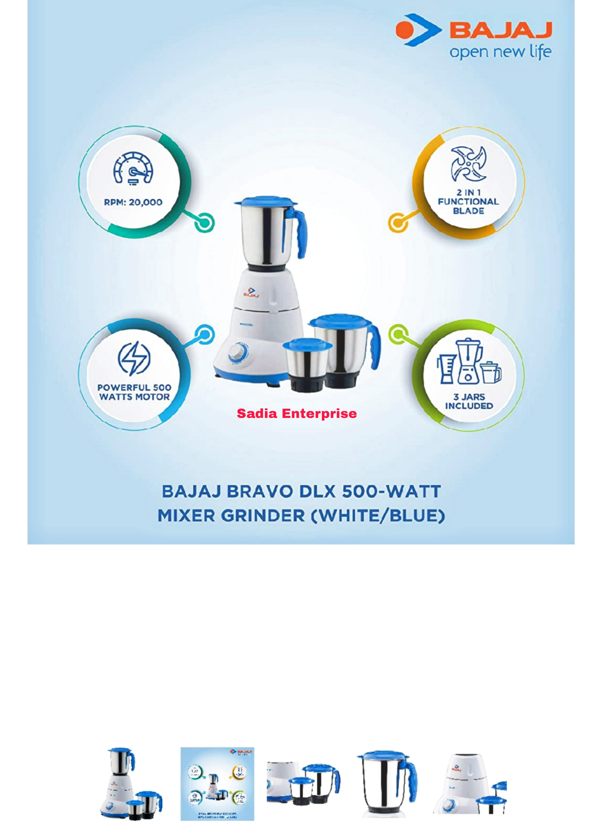 bajaj bravo dlx 500 w mixer grinder