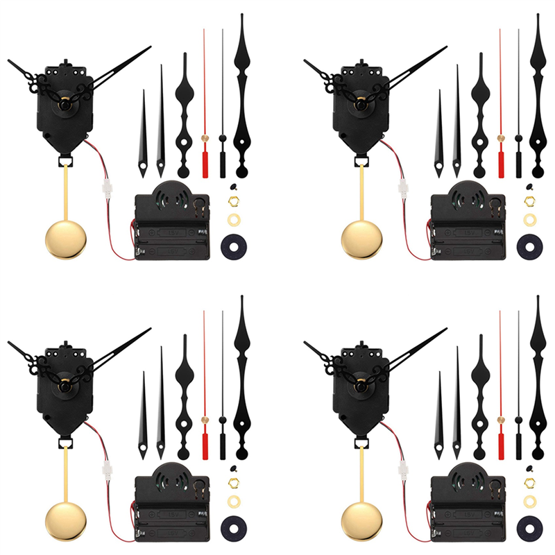 4X Quartz Pendulum Trigger Clock Movement Chime Melody Mechanism Clock Kit with 3 Pairs of Hands