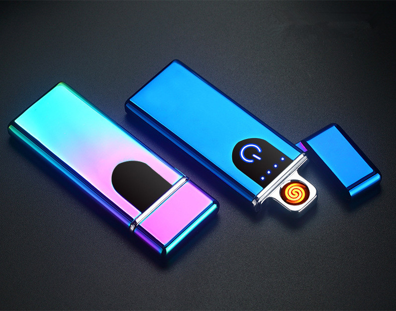 Portable Small Size Heat Coil Slim Lighter Zinc Alloy Fingerprint Encendedor Electrico USB.jpg