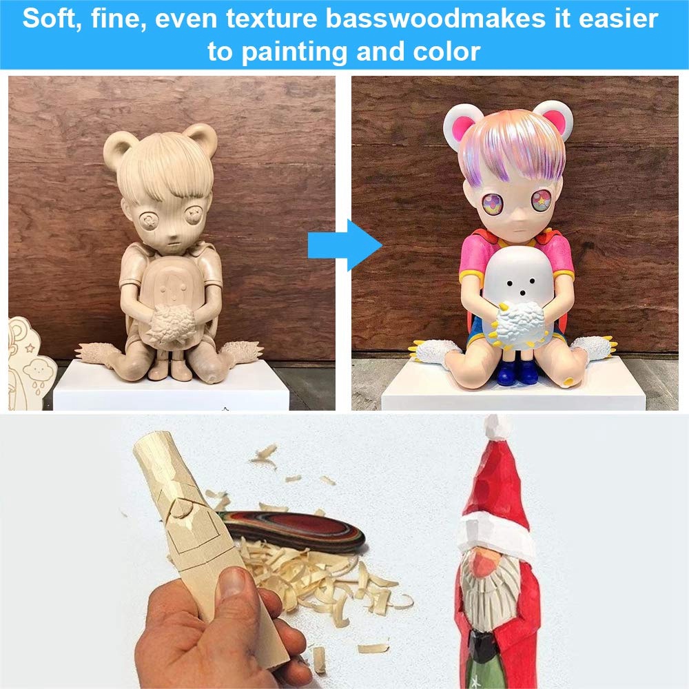 Whittling and Carving Wood Blocks Unfinished Wood Blocks Basswood Carving Blocks Soft Wood Set for Carving Beners. 