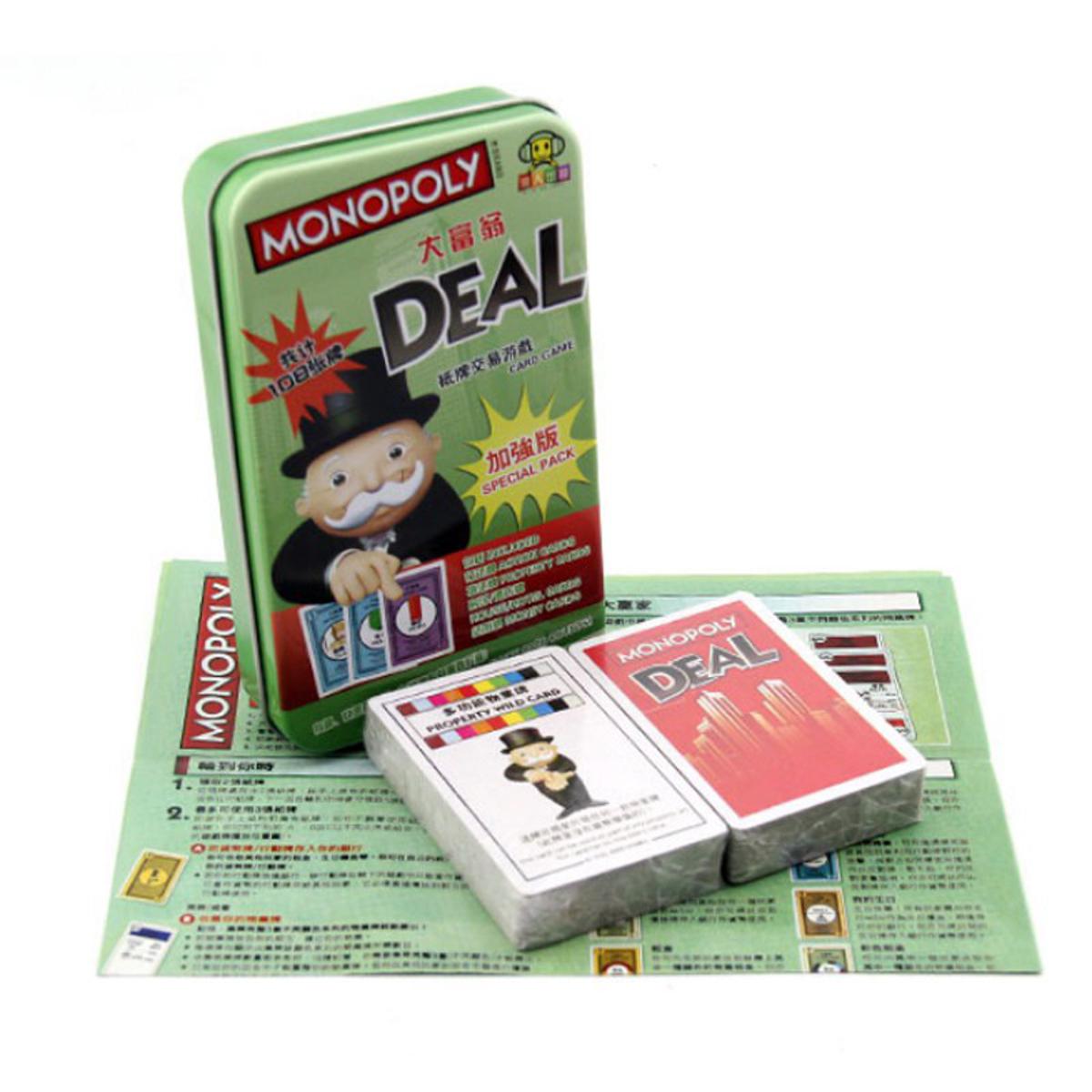 Tin Box Classical Board Game MONOPOLY DEAL Special Pack Card Game with English Manual