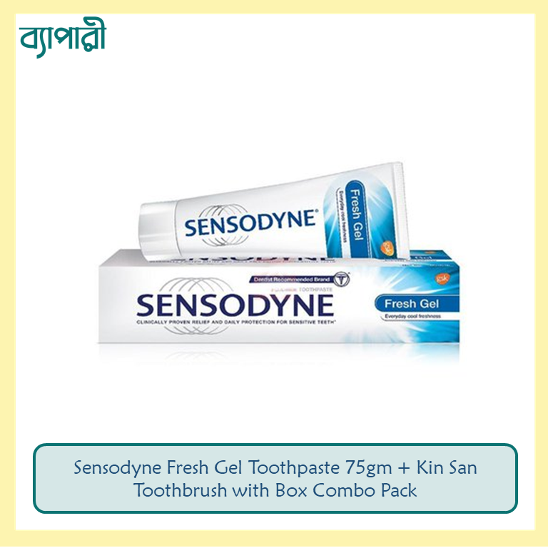 Senso Fresh Gel Toothpaste 75gm + Kin San Toothbrush with Box Combo Pack. 
