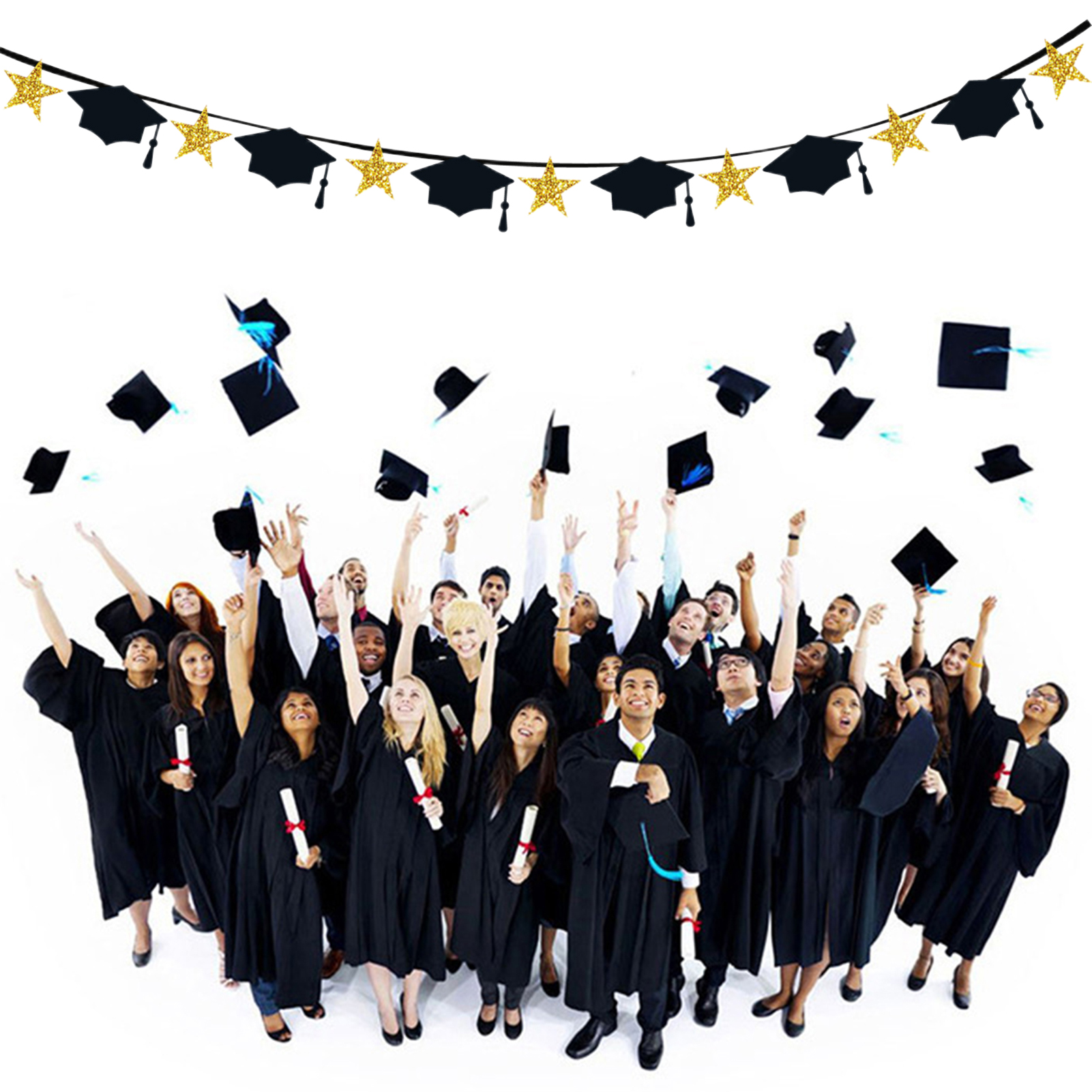 Graduation Party Banners Reusable Balcony Garden Commencement Pulling Flags. 