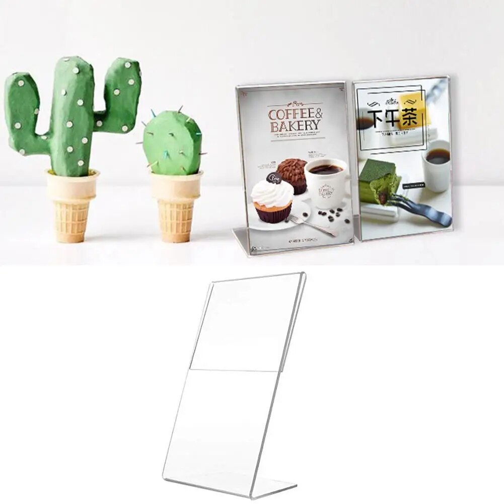 1pcs Acrylic display stand T1.5mm Vertical Clear L Shape Plastic Table Sign Price Tag Label Display Rack Paper Promotion stand. 