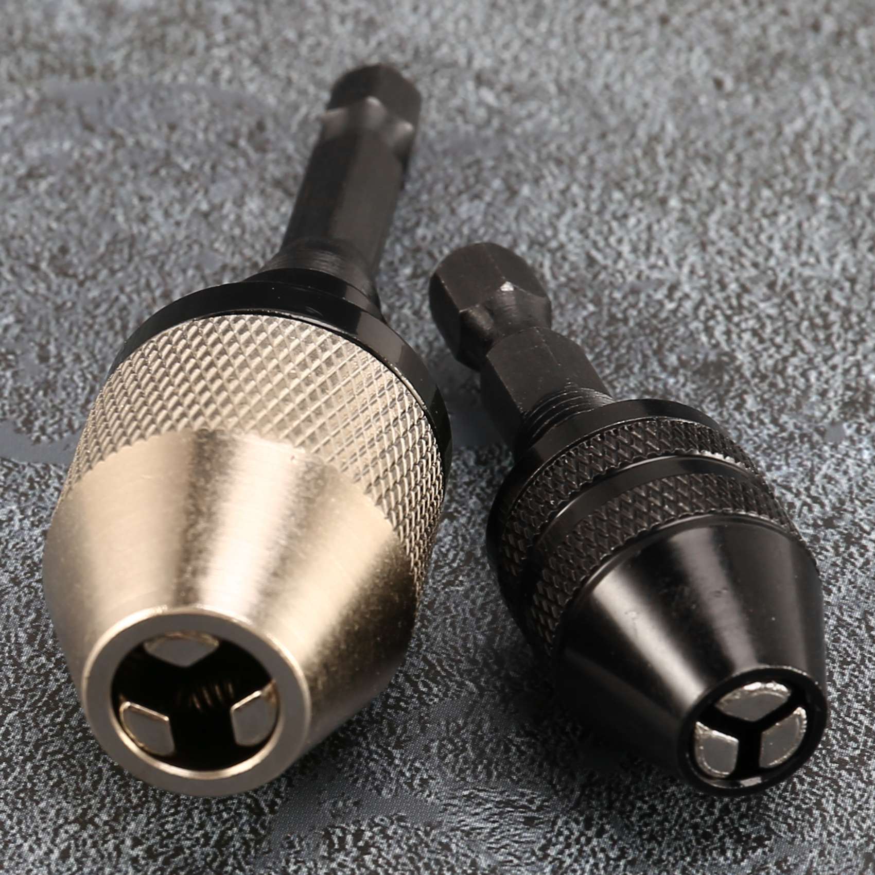 2 Pieces Keyless Drill Chuck 1/4 Inch Hex Shank Keyless Drill Chuck Fast Change Adapter in 0.3-6.5 mm, 0.3-3.6 mm. 