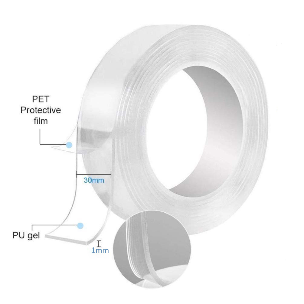 Adhesives Sealers Tape Super Strong Double-Sided Tape Reusable Two Face Cleanable Nano Acrylic Glue Gadget Sticker 3 m A+